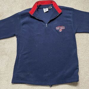 Vintage Cleveland Indians Baseball Large Fleece Pullover Chief Wahoo 90s 1/4 Zip